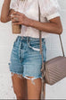 Febedress Raw Hem Ripped Distressed Denim Shorts