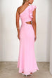 Febedress Frill One Shoulder Sleeveless Cut Out Maxi Dress