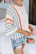 Febedress 3/4 Sleeve Crewneck Striped Sweater