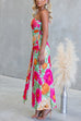 One Shoulder Sleeveless Floral Print Draped Maxi Dress