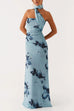 Febedress Strapless Tube Floral Print Bodycon Maxi Dress