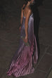 Febedress Strapless Tube Gradient Ombre Satin Maxi Party Dress