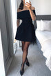Febedress Off Shoulder Waisted A-line Mini Dress