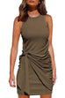 Febedress Crewneck Knot Front Ruched Sleeveless Dress