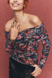 Off Shoulder Floral Print Mesh Top