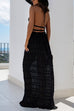 Febedress Frilled Halter Open Back Crop Top and Pleated Maxi Skirt Set