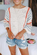 Febedress 3/4 Sleeve Crewneck Striped Sweater