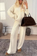 Febedress Drawstring Waist Ribbed Knit Wide Leg Pants