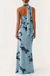 Febedress Strapless Tube Floral Print Bodycon Maxi Dress