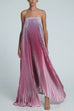 Febedress Strapless Tube Gradient Ombre Satin Maxi Party Dress