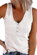 Febedress Buttons V Neck Sleeveless Solid Top