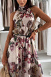 Halter Neck Backless Floral Print Palazzo Jumpsuit