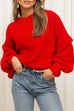Febedress Drop Shoulder Lantern Long Sleeves Comfy Pullover Sweater