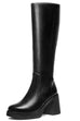Febedress Square Toe Chunky Block Side Zipper High Boots