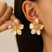 Febedress Vintage Delicate Large Flower Metal Stud Earrings