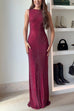 Sparkling Hotfix Sleeveless Bodycon Maxi Dress
