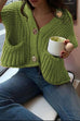 Febedress Gold Buttons Pocketed Chunky Sweater Vest