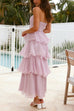 Febedress Strapless Ruffle Layered Maxi Dress