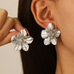 Febedress Vintage Delicate Large Flower Metal Stud Earrings