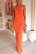Halter Backless Hollow Out Knit Bodycon Maxi Dress