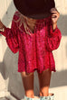 Febedress Sequin V Neck Lantern Long Sleeves Top and Shorts Set