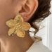 Febedress Vintage Delicate Large Flower Metal Stud Earrings