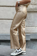Faux Leather Straight Leg Pocketed Pants