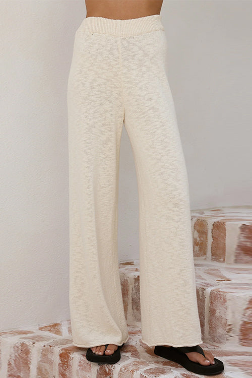 Elastic Waist Wide Leg Knit Pants