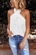 Febedress Solid Criss Cross Halter Tank Top