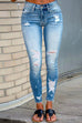 Febedress Raw Hem Ripped Stretch Pencil Jeans