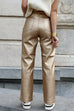 Faux Leather Straight Leg Pocketed Pants