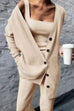 Febedress Wide Strapes Tank Top Button Down Cardigan and Long Pants 3 Pieces Loungewear Set