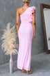 Febedress Frill One Shoulder Cut Out Bodycon Maxi Dress