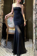 Febedress Strapless Mesh Splice Bodycon Maxi Dress