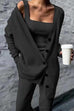 Febedress Wide Strapes Tank Top Button Down Cardigan and Long Pants 3 Pieces Loungewear Set