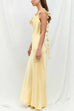 Cowl Neck Flower Applique Satin Maxi Cami Dress