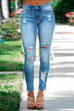 Febedress Raw Hem Ripped Stretch Pencil Jeans