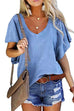 Febedress V Neck Flare Sleeve Summer T Shirt