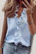 Febedress Faye Deep V Neck Ruffle Sleeveless Shirt