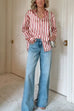 Febedress Long Sleeves Button Down Striped Blouse Shirt