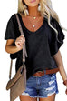 Febedress V Neck Flare Sleeve Summer T Shirt