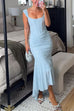 Febedress Sleeveless Ruched Waist Ruffle Hem Jacquard Maxi Dress