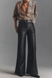High Rise Faux Leather Flare Pants