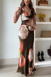 Cowl Neck Sleeveless Printed Maxi Dress