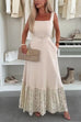 Square Neck Pocketed Lace Splice Maxi Cami Dress