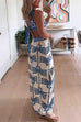 Febedress Tie Shoulder Cut Out Waist Printed Maxi Dress