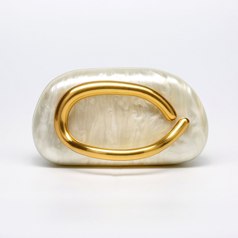 Febedress Trendy Chain Metal Handle Evening Handbag