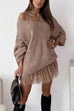 Febedress V Neck Drop Shoulder Slouchy Pullover Sweater