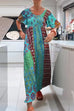 Febedress Round Neck Short Sleeves Printed Maxi Dress