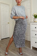Febedress Side Slit Glitter Sequin Midi Skirt